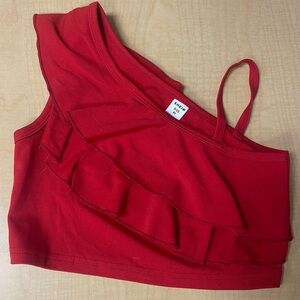 NWT girls SHEIN red shirt w/ruffle size 9Y never worn really cute